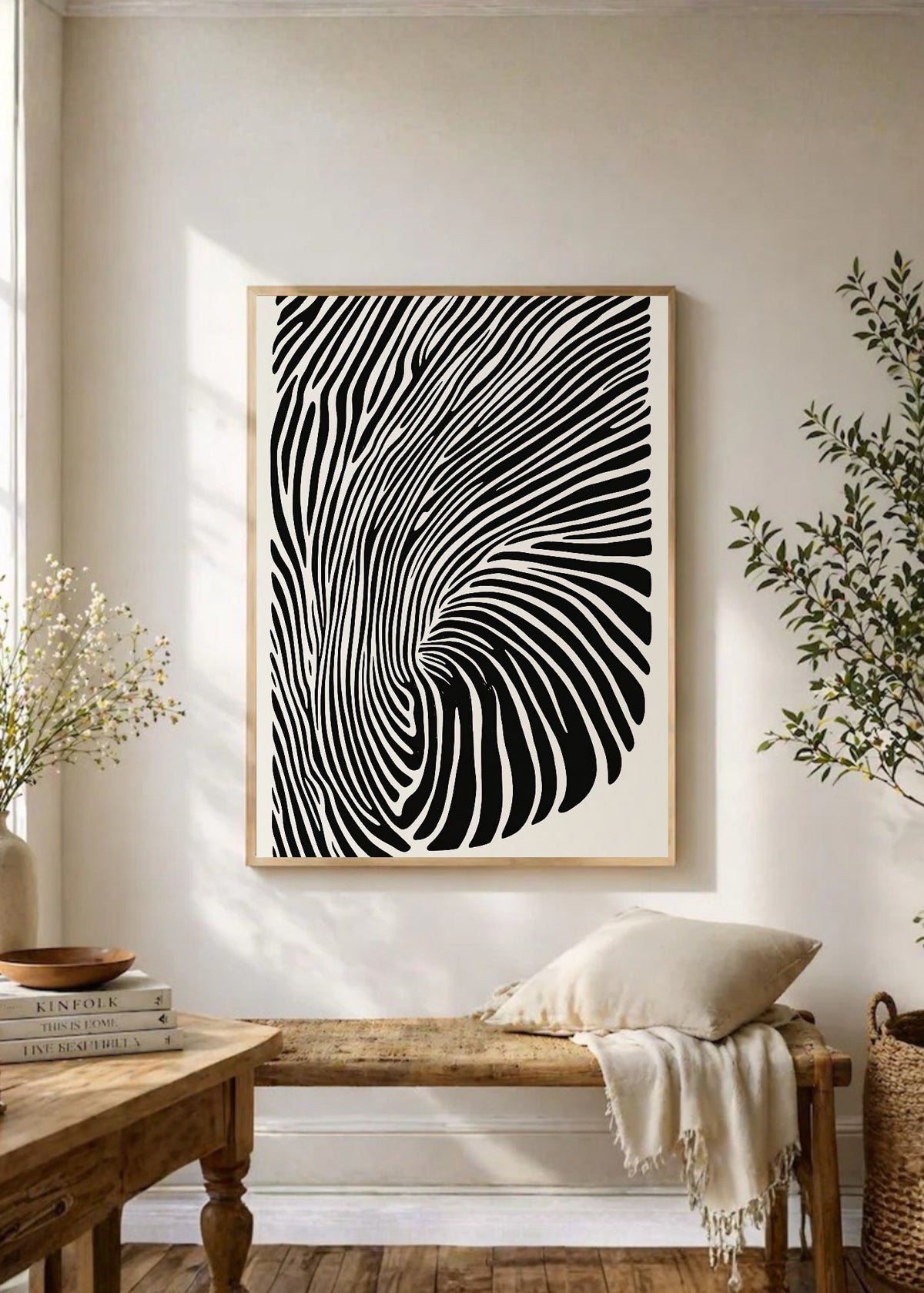 Cuadro Decorativo Trendy, Óptico Líneas Blanco Negro