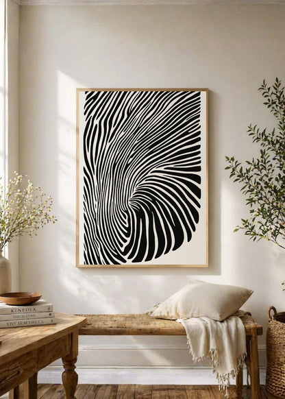 Cuadro Decorativo Trendy, Óptico Líneas Blanco Negro