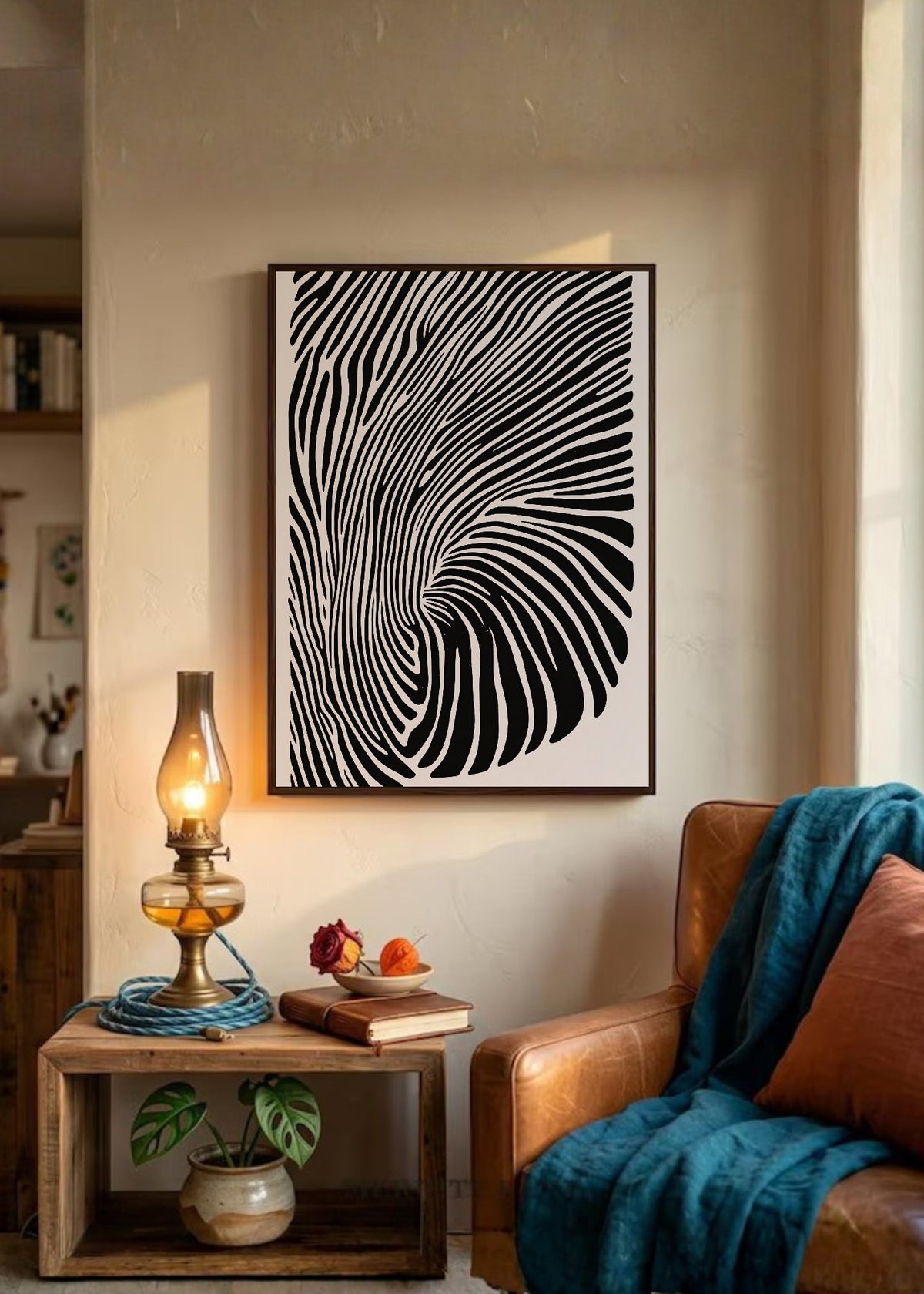 Cuadro Decorativo Trendy, Óptico Líneas Blanco Negro