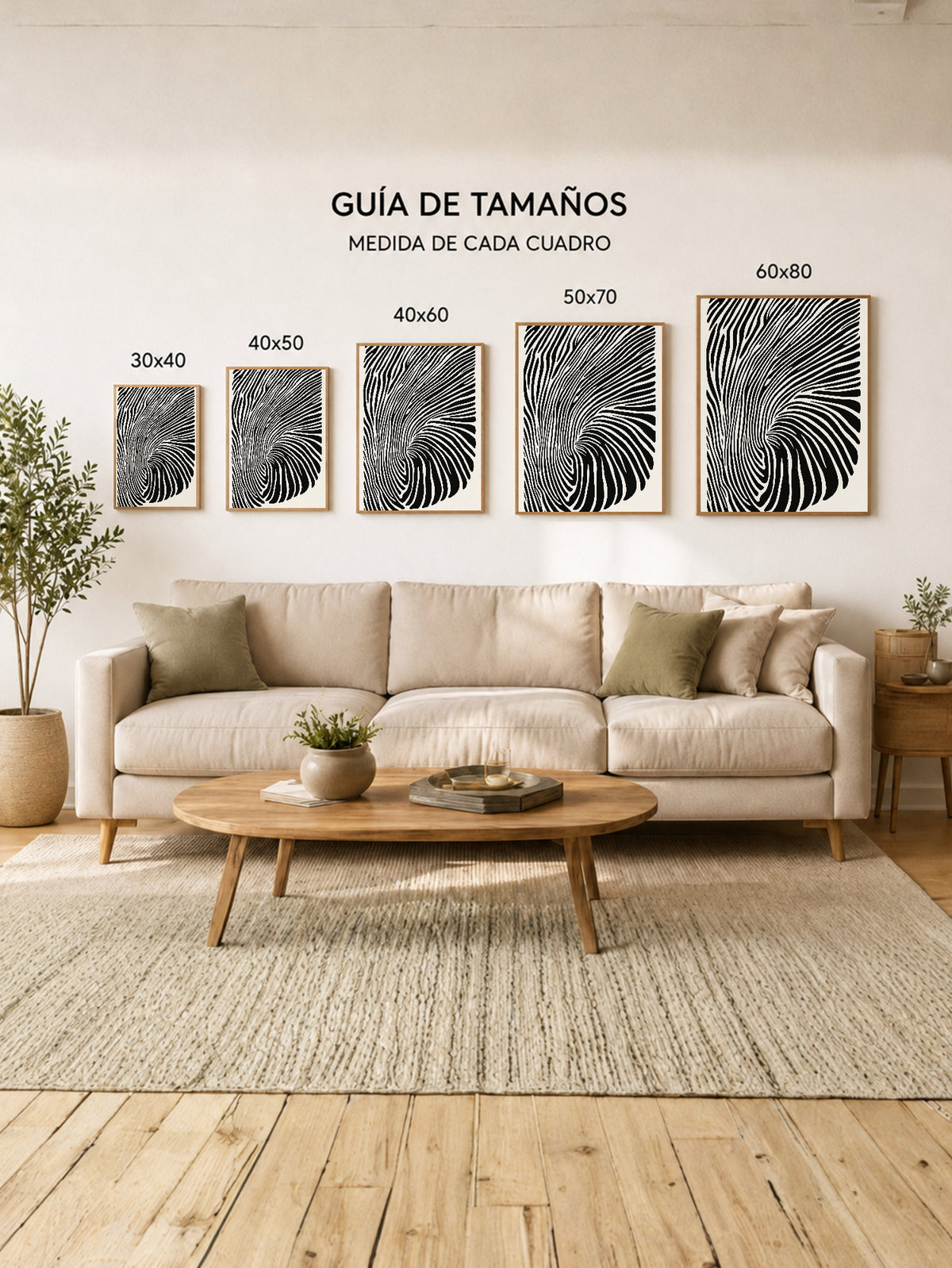 Cuadro Decorativo Trendy, Óptico Líneas Blanco Negro