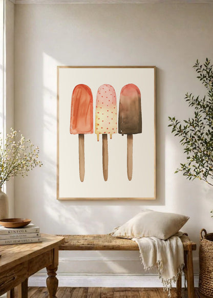 Cuadro Decorativo Trendy, Paletas Helado Tres Crema