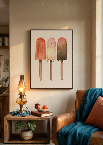 Cuadro Decorativo Trendy, Paletas Helado Tres Crema