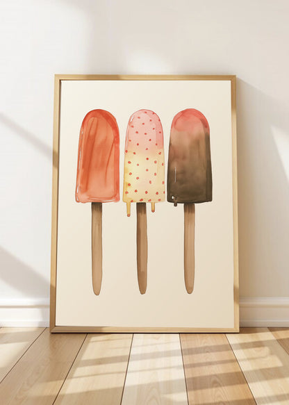 Cuadro Decorativo Trendy, Paletas Helado Tres Crema