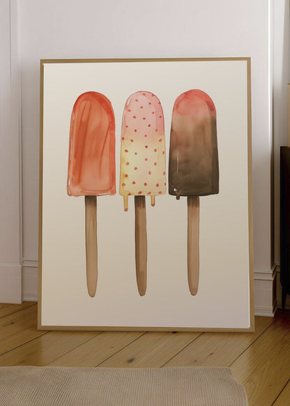 Cuadro Decorativo Trendy, Paletas Helado Tres Crema