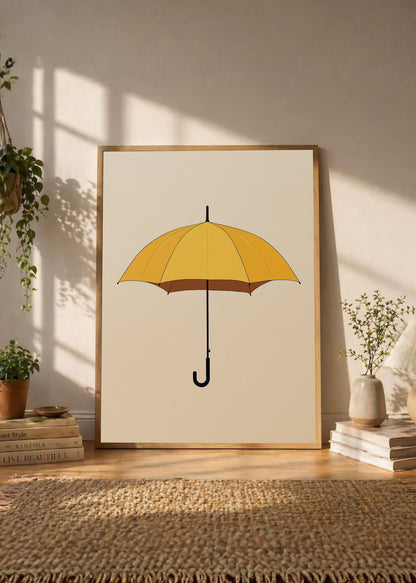 Cuadro Decorativo Trendy, Paraguas Amarillo Crema