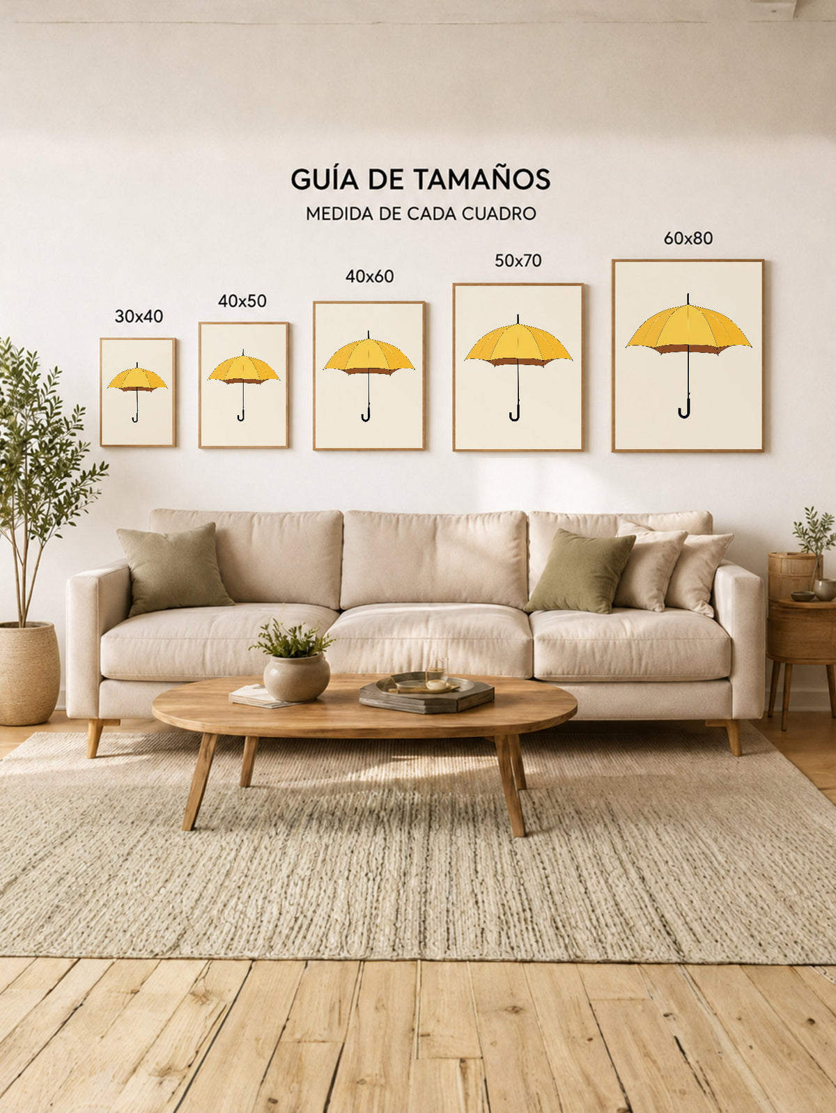 Cuadro Decorativo Trendy, Paraguas Amarillo Crema