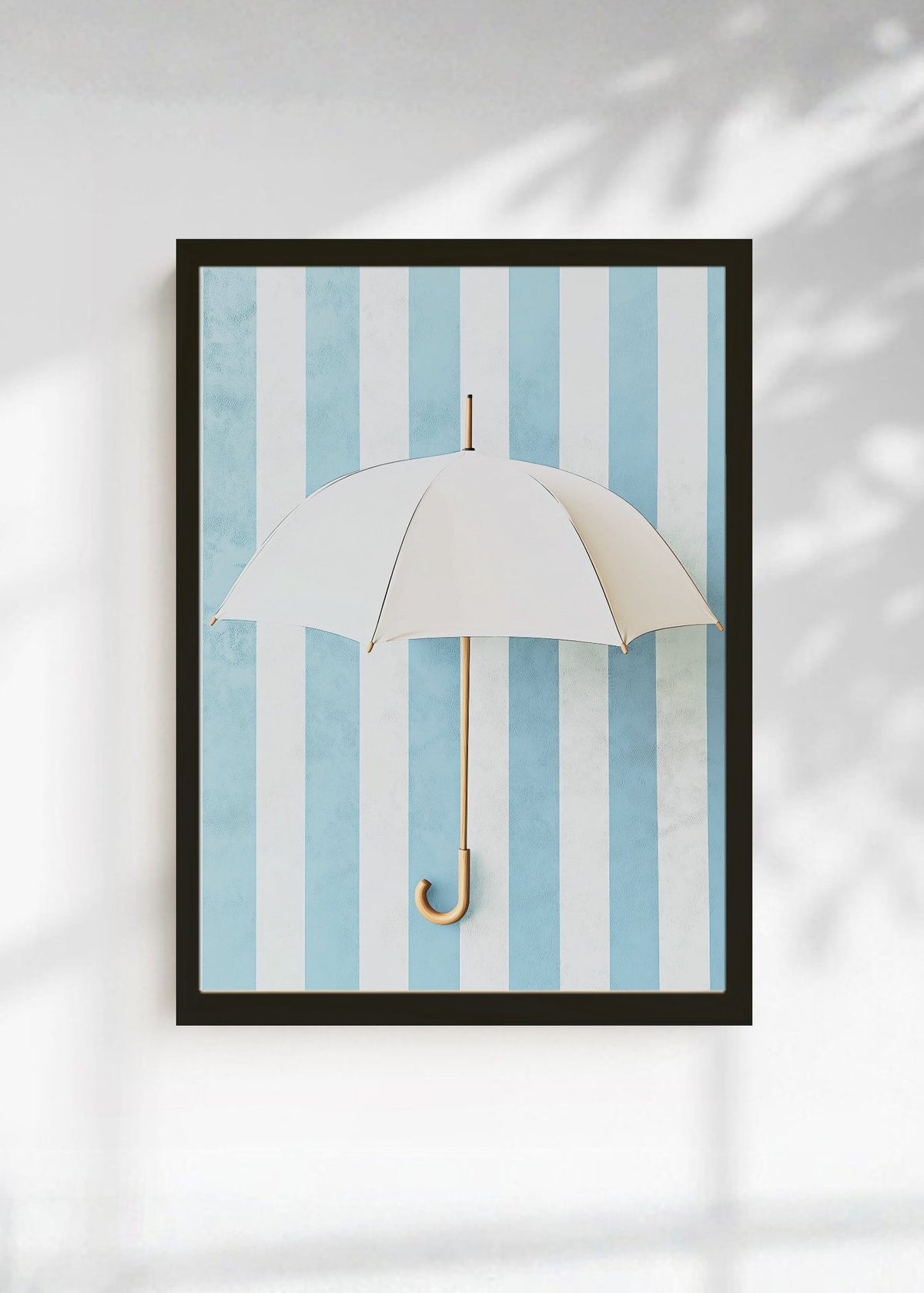 Cuadro Decorativo Trendy, Paraguas Blanco Rayas Celeste