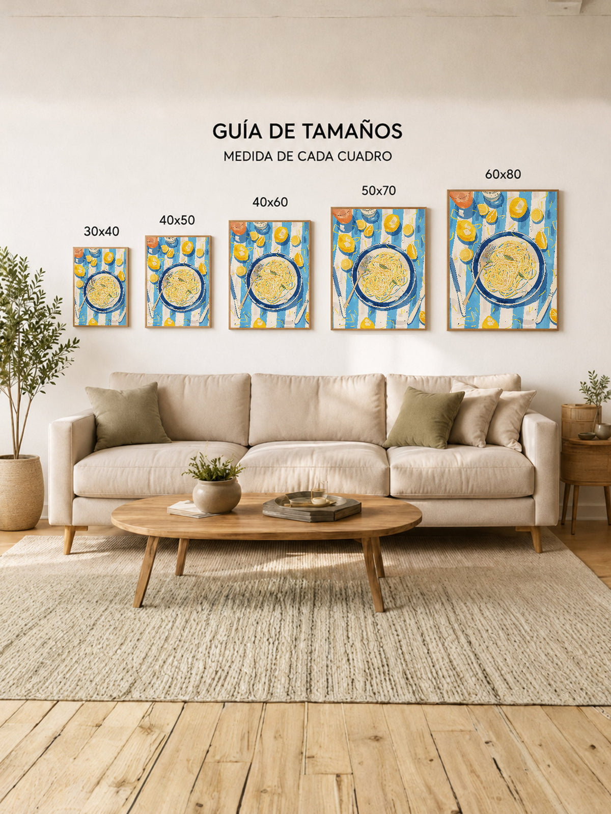 Cuadro Decorativo Trendy, Pasta Plato Rayas Azul Limón