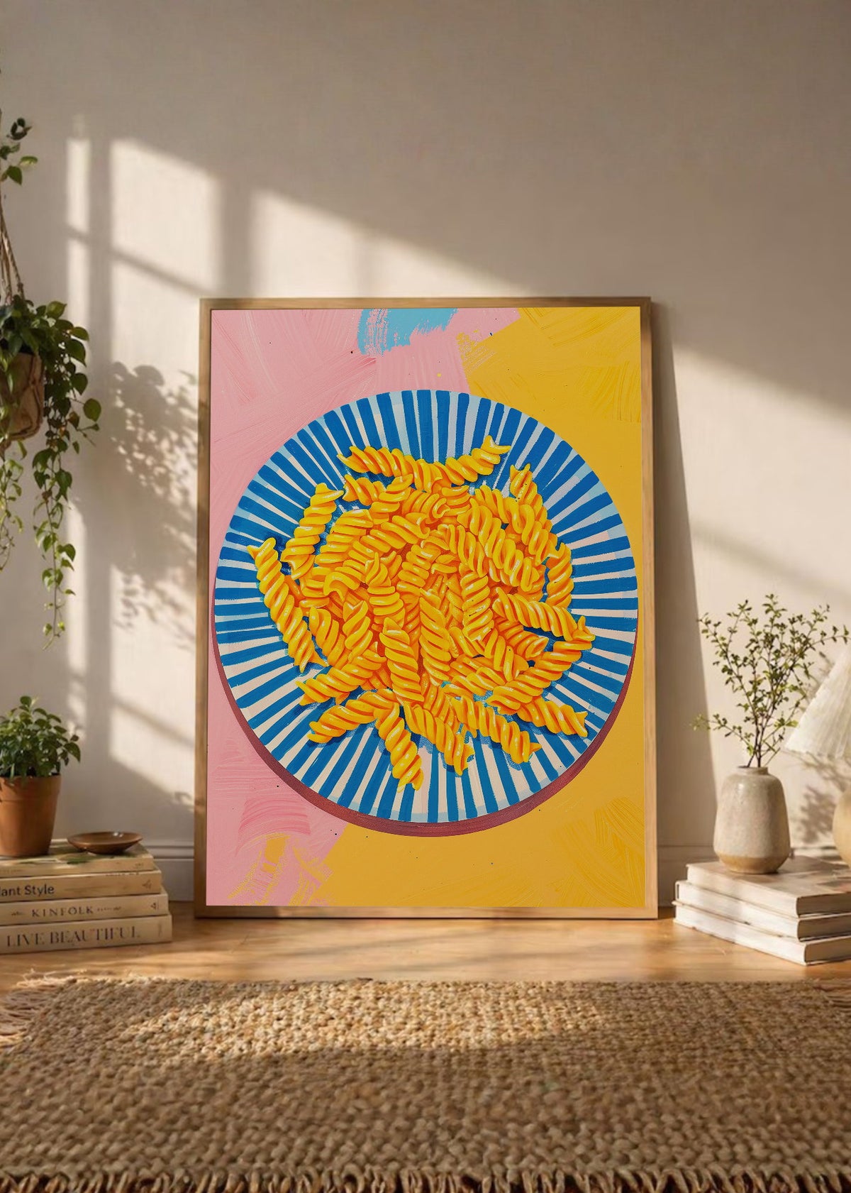 Cuadro Decorativo Trendy, Pasta Plato Rayas Azul