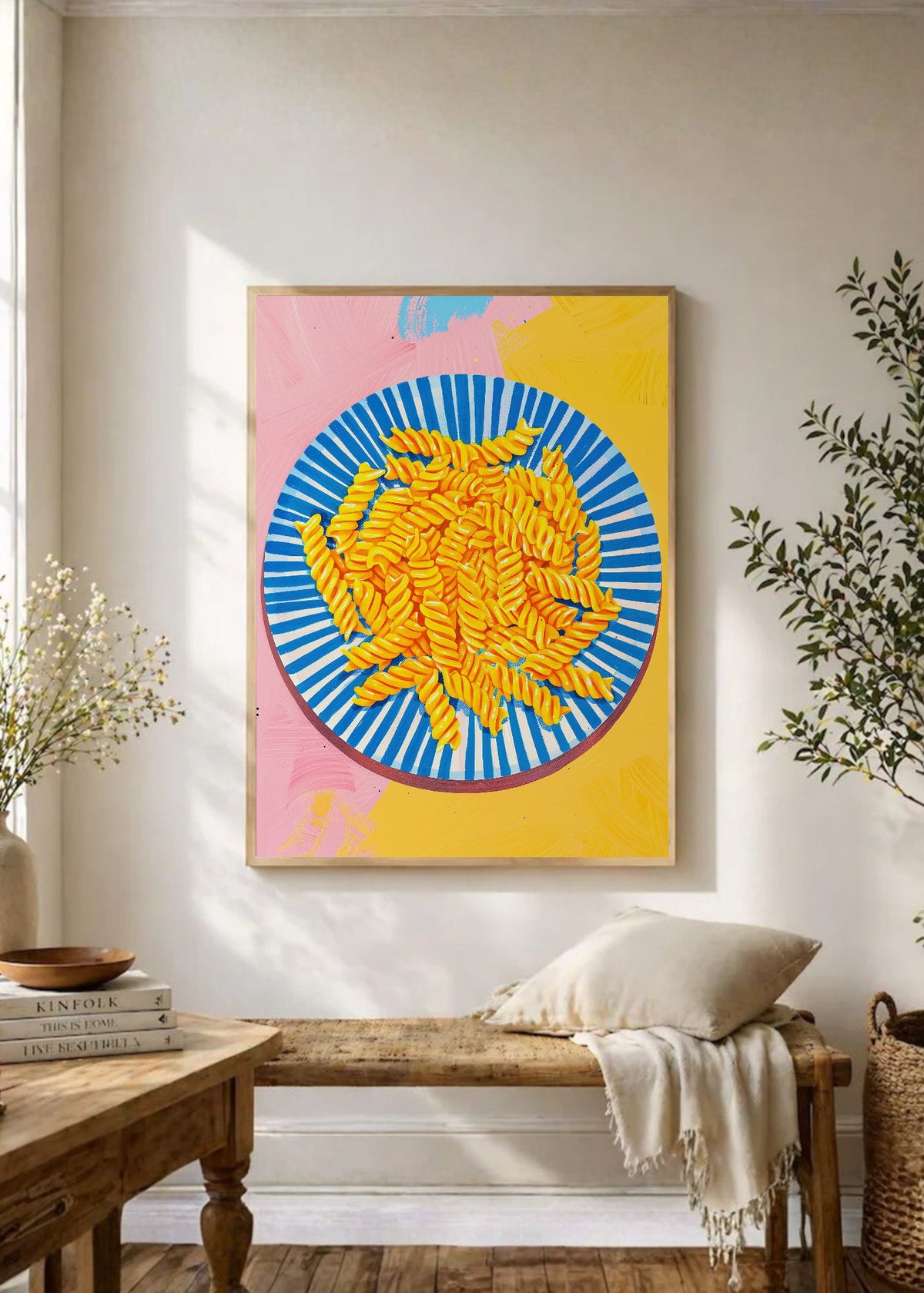 Cuadro Decorativo Trendy, Pasta Plato Rayas Azul