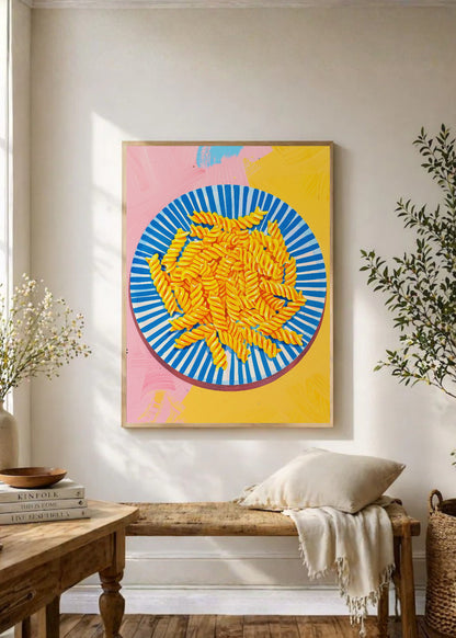 Cuadro Decorativo Trendy, Pasta Plato Rayas Azul