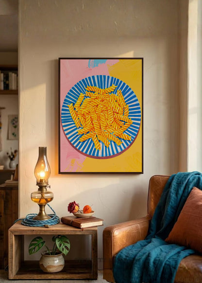 Cuadro Decorativo Trendy, Pasta Plato Rayas Azul