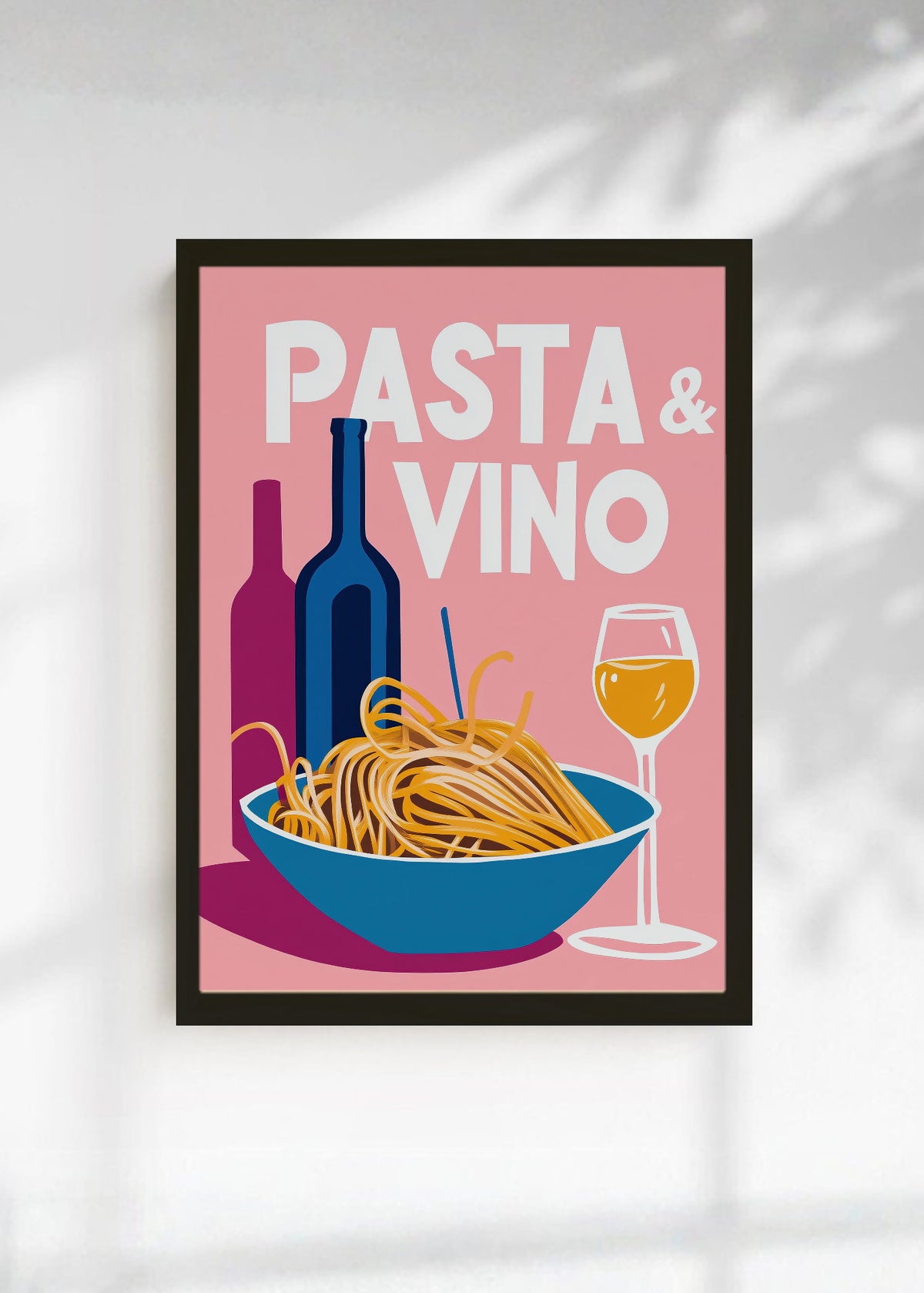 Cuadro Decorativo Trendy, Pasta Vino Bol Azul Rosa