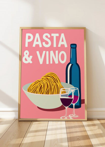 Cuadro Decorativo Trendy, Pasta Vino Copa Rosa
