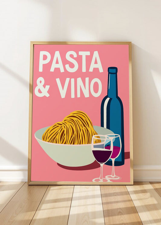 Cuadro Decorativo Trendy, Pasta Vino Copa Rosa
