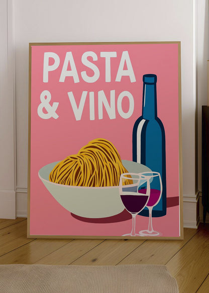 Cuadro Decorativo Trendy, Pasta Vino Copa Rosa