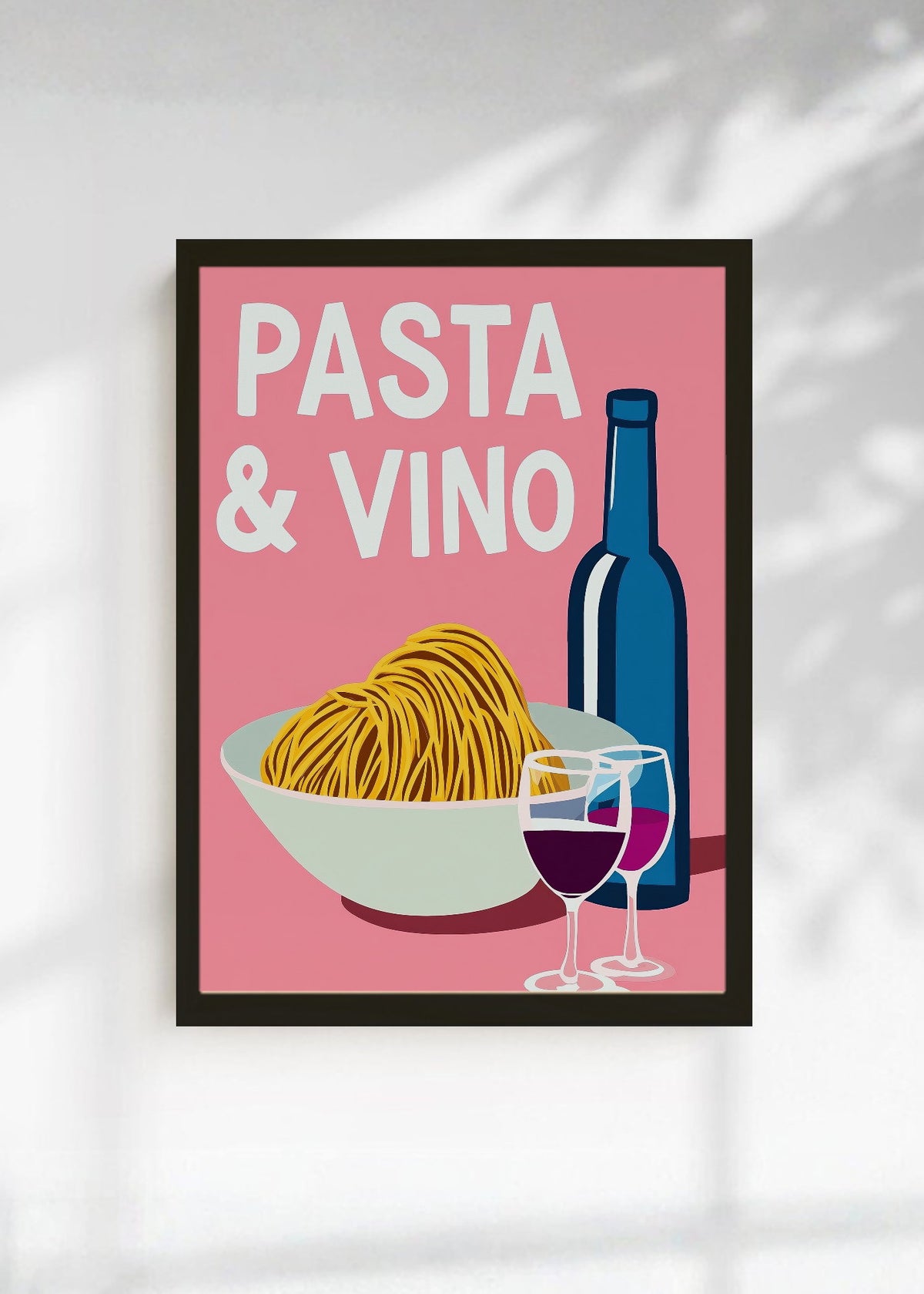 Cuadro Decorativo Trendy, Pasta Vino Copa Rosa