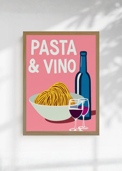 Cuadro Decorativo Trendy, Pasta Vino Copa Rosa