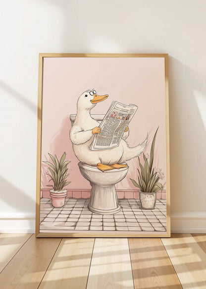 Cuadro Decorativo Trendy, Pato Diario Baño Rosa