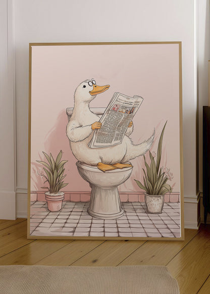 Cuadro Decorativo Trendy, Pato Diario Baño Rosa