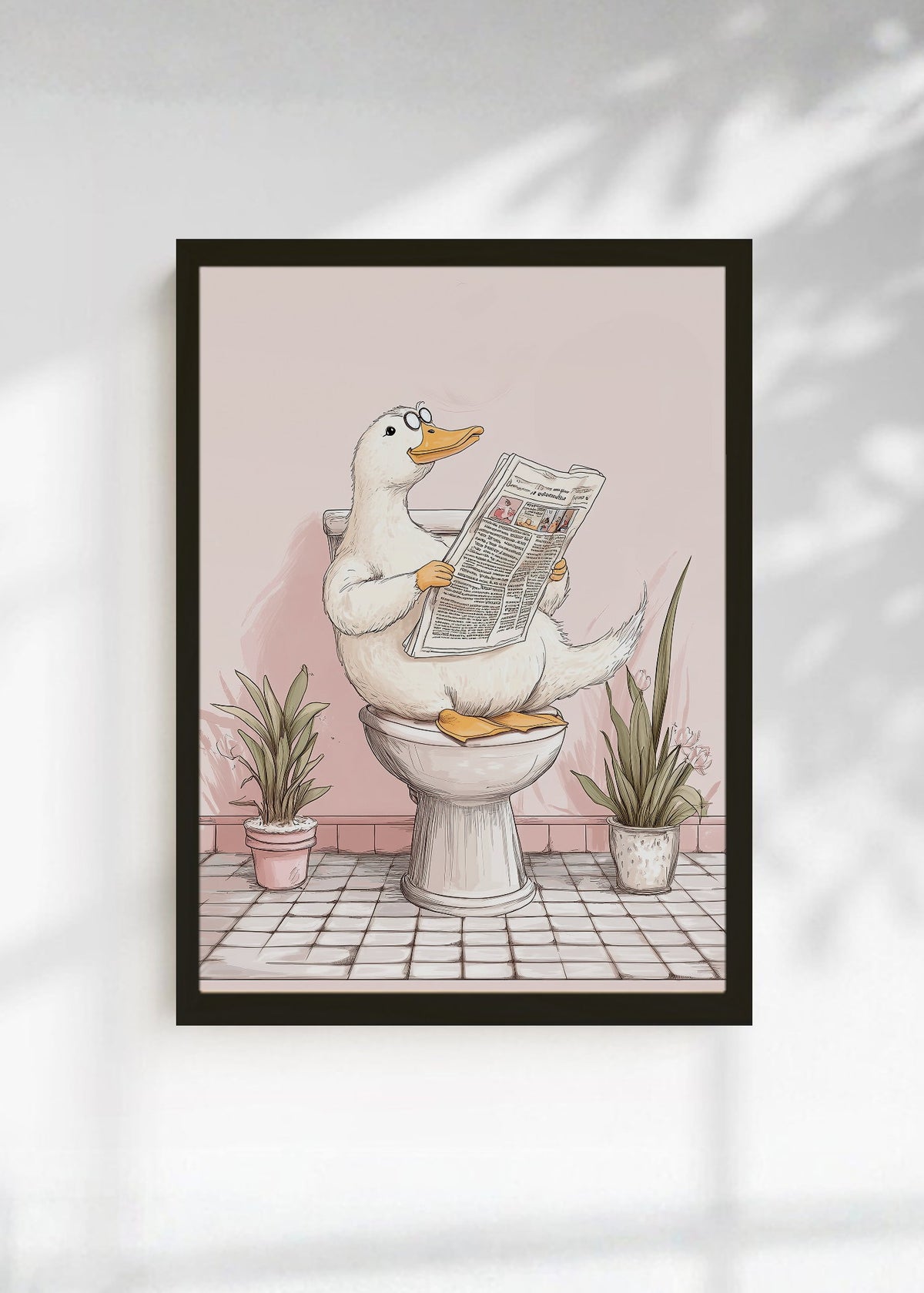 Cuadro Decorativo Trendy, Pato Diario Baño Rosa