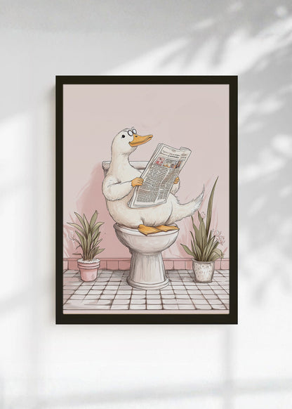 Cuadro Decorativo Trendy, Pato Diario Baño Rosa