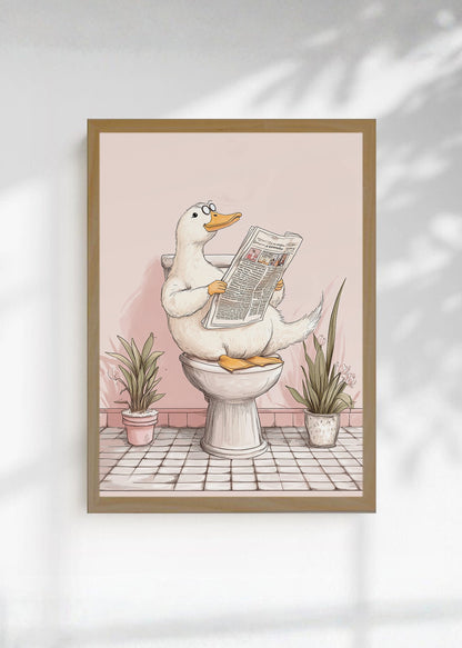 Cuadro Decorativo Trendy, Pato Diario Baño Rosa