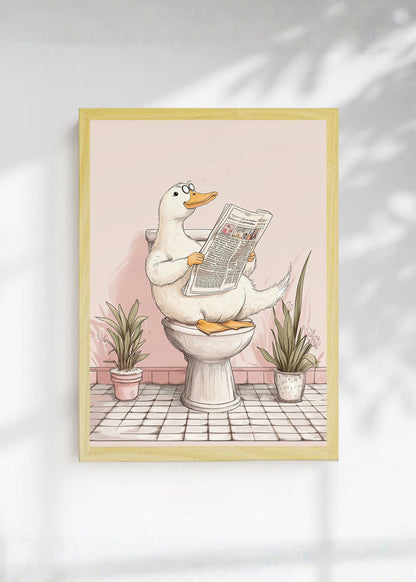 Cuadro Decorativo Trendy, Pato Diario Baño Rosa