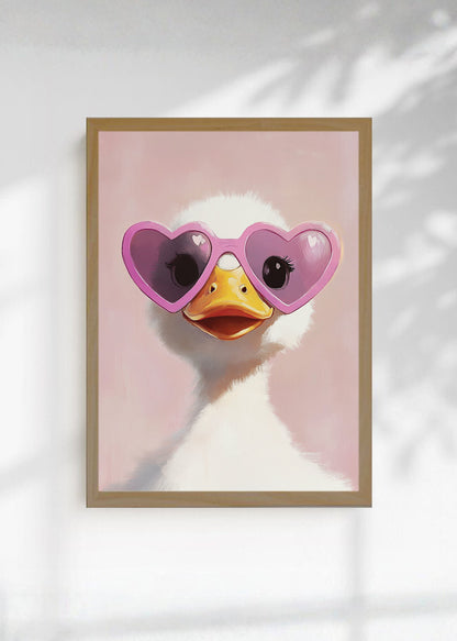 Cuadro Decorativo Trendy, Pato Lentes Corazón Rosa