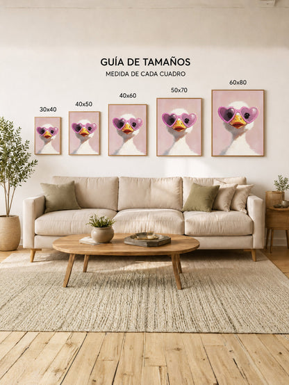 Cuadro Decorativo Trendy, Pato Lentes Corazón Rosa