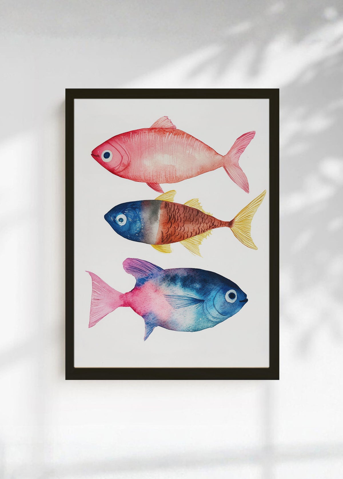 Cuadro Decorativo Trendy, Peces Acuarela Rosa Azul