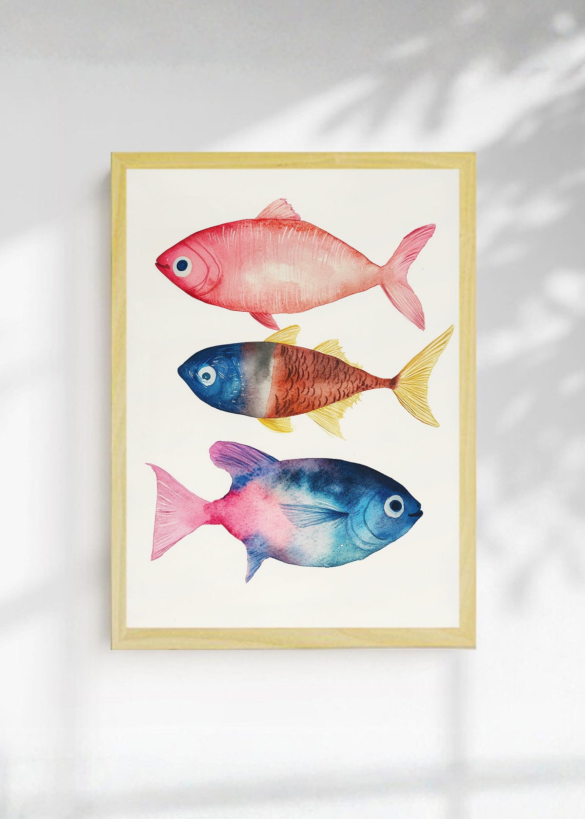 Cuadro Decorativo Trendy, Peces Acuarela Rosa Azul