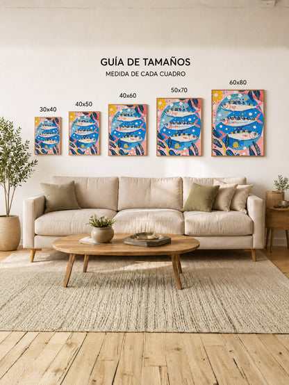 Cuadro Decorativo Trendy, Peces Azul Rosa Decorativo
