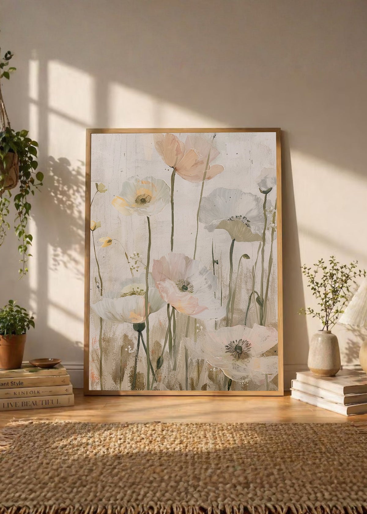 Cuadro Decorativo Trendy, Peonías Jarrón Rayas Amarillo