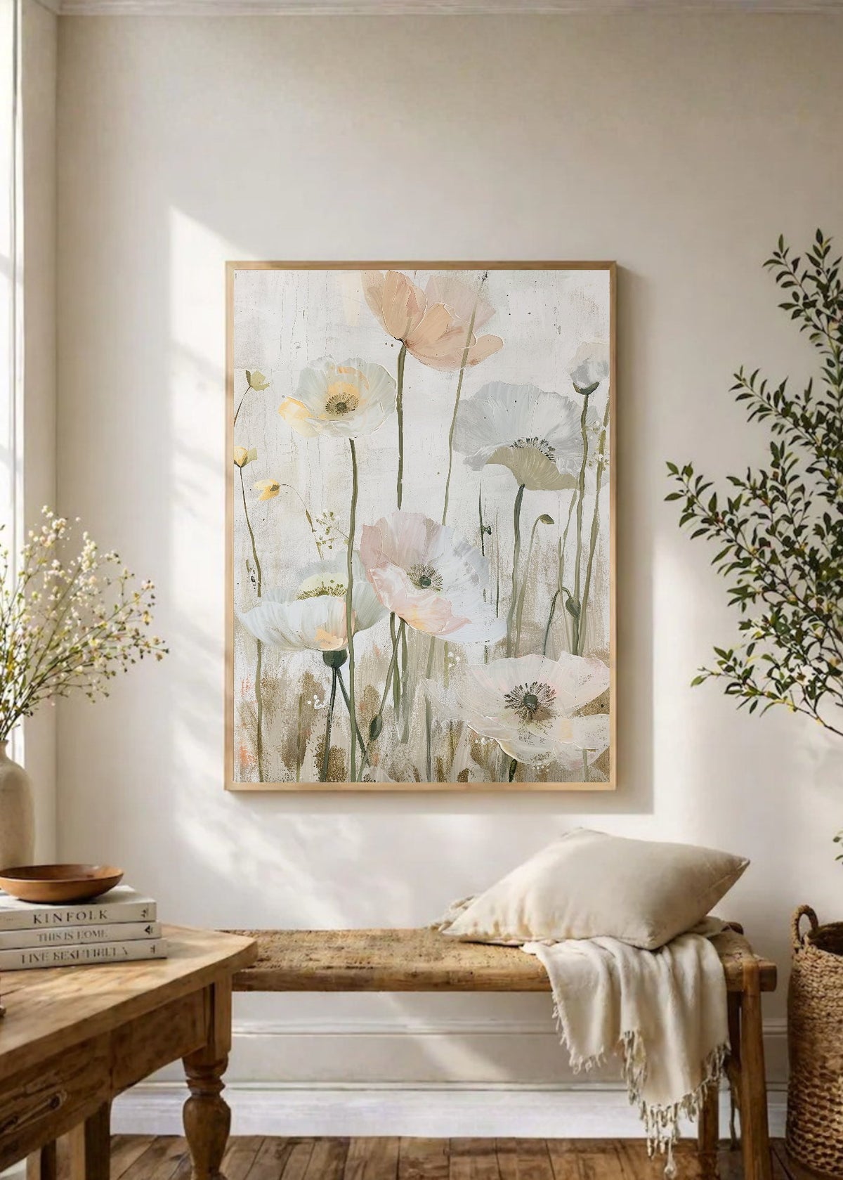 Cuadro Decorativo Trendy, Peonías Jarrón Rayas Amarillo