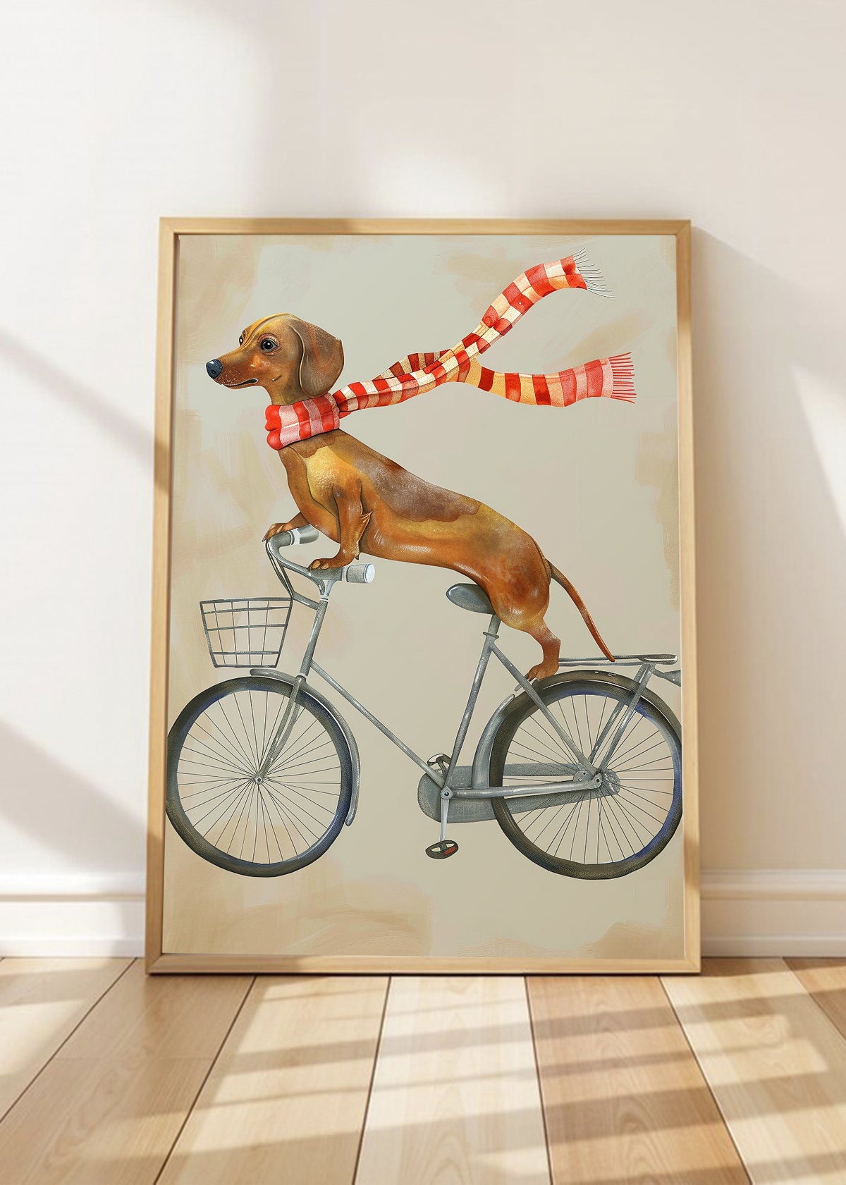 Cuadro Decorativo Trendy, Perro Salchicha Bicicleta