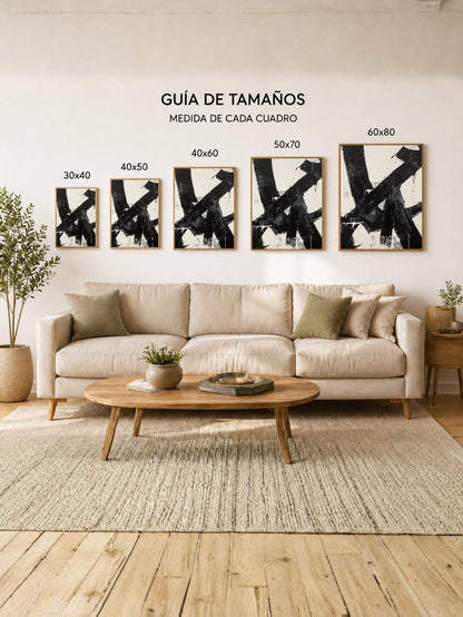 Cuadro Decorativo Trendy, Pinceladas Negras Abstracto II