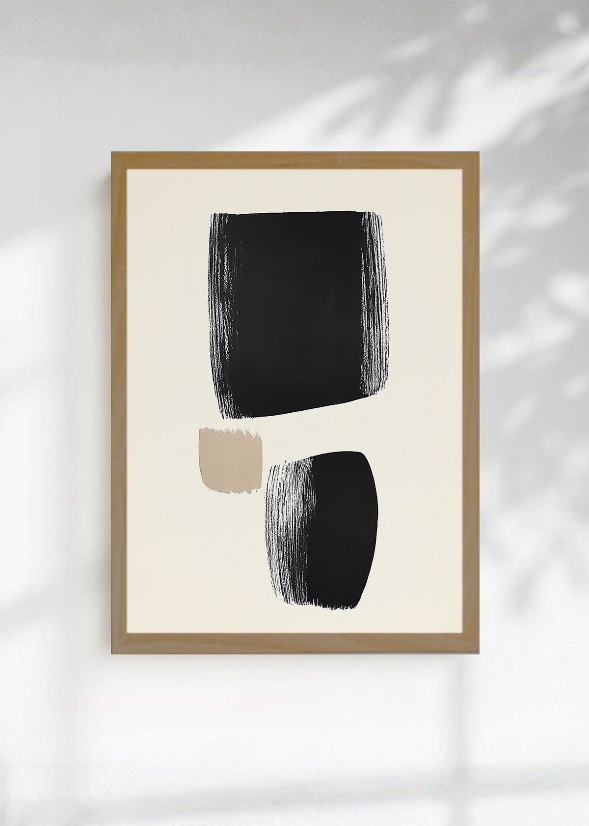 Cuadro Decorativo Trendy, Pinceladas Negras Minimal Crema