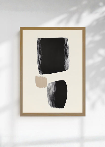 Cuadro Decorativo Trendy, Pinceladas Negras Minimal Crema