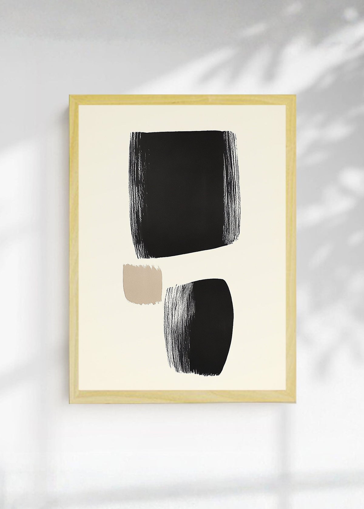 Cuadro Decorativo Trendy, Pinceladas Negras Minimal Crema