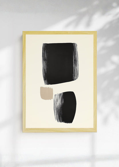 Cuadro Decorativo Trendy, Pinceladas Negras Minimal Crema