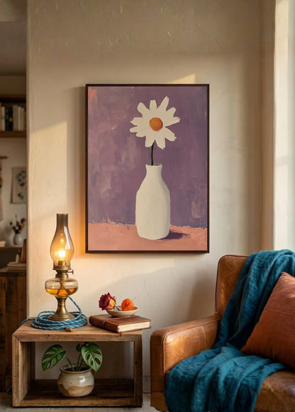 Cuadro Decorativo Trendy, Planta Líneas Blancas Rosa