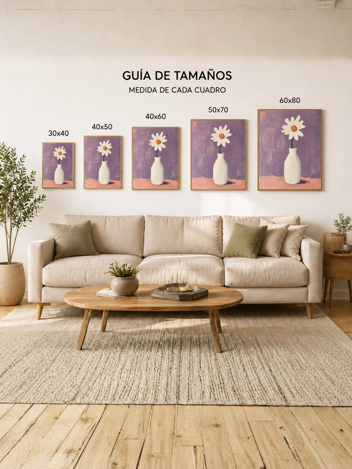 Cuadro Decorativo Trendy, Planta Líneas Blancas Rosa