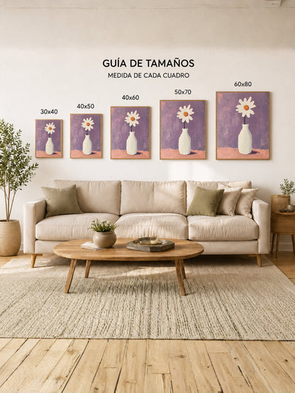 Cuadro Decorativo Trendy, Planta Líneas Blancas Rosa