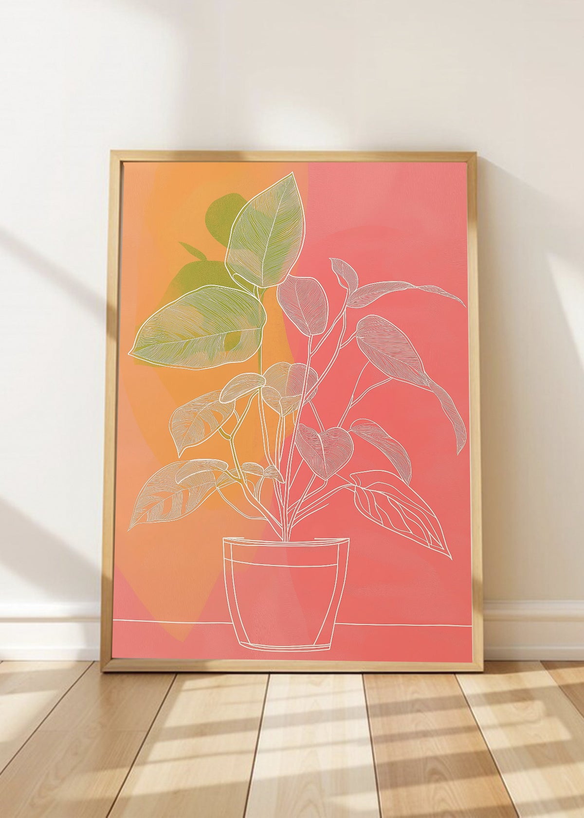 Cuadro Decorativo Trendy, Planta Maceta Damero Rosa