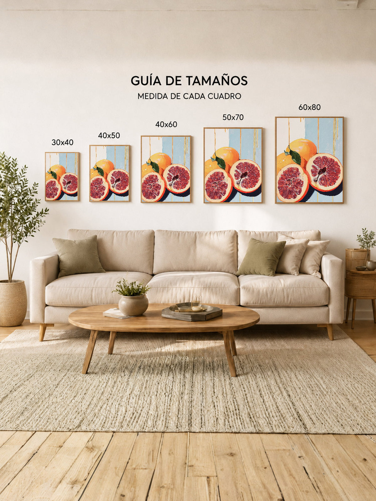 Cuadro Decorativo Trendy, Pomelos Naranja Celeste
