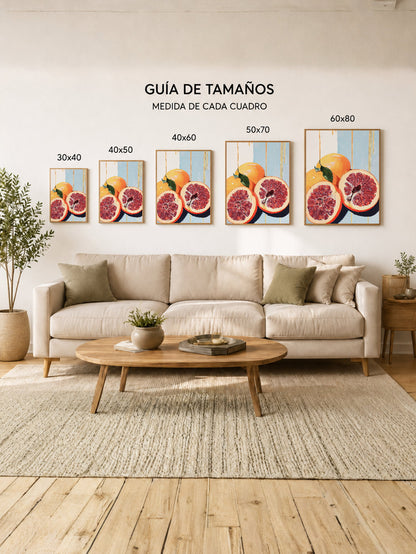 Cuadro Decorativo Trendy, Pomelos Naranja Celeste