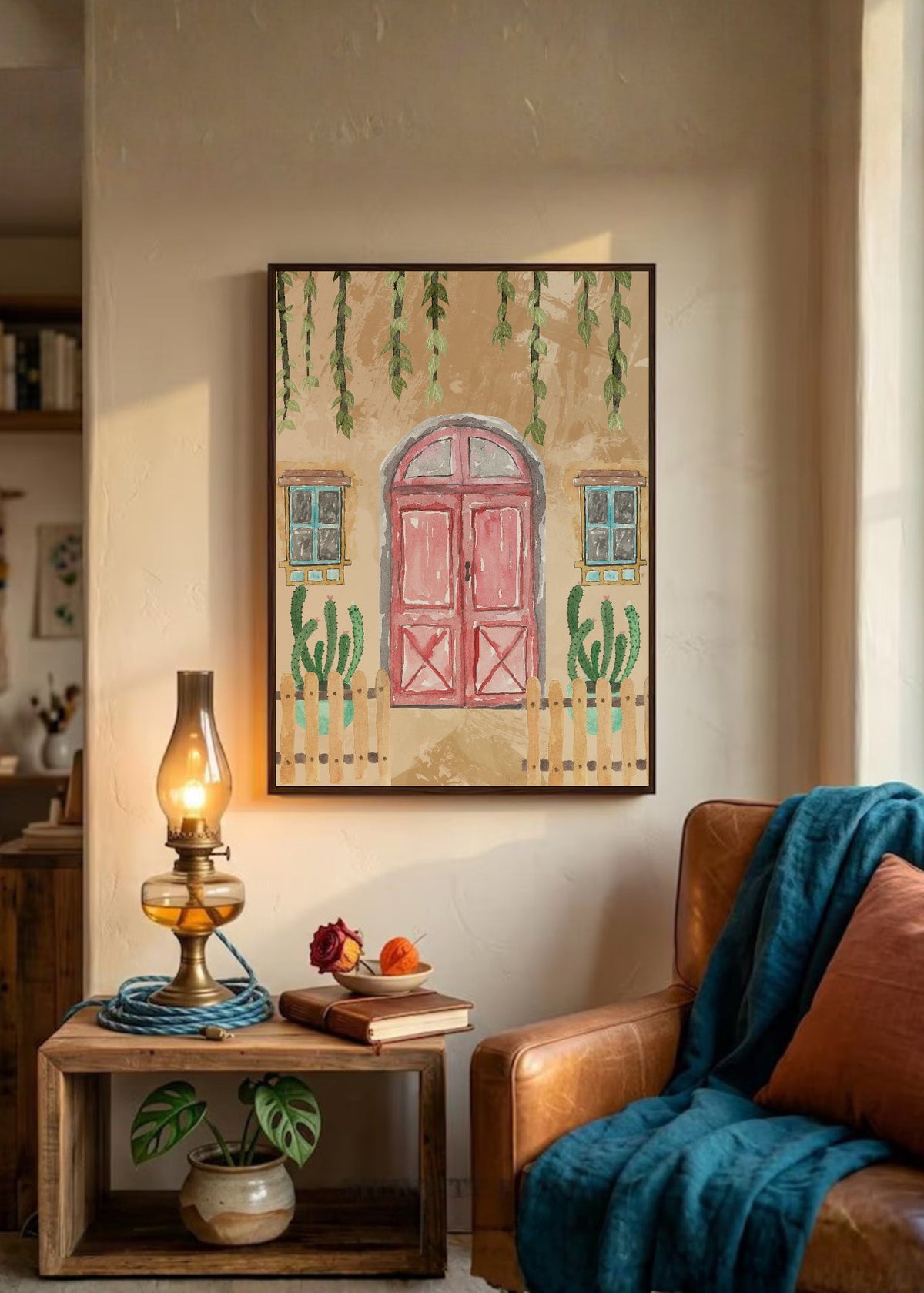 Cuadro Decorativo Trendy, Puerta Rosa Cactus