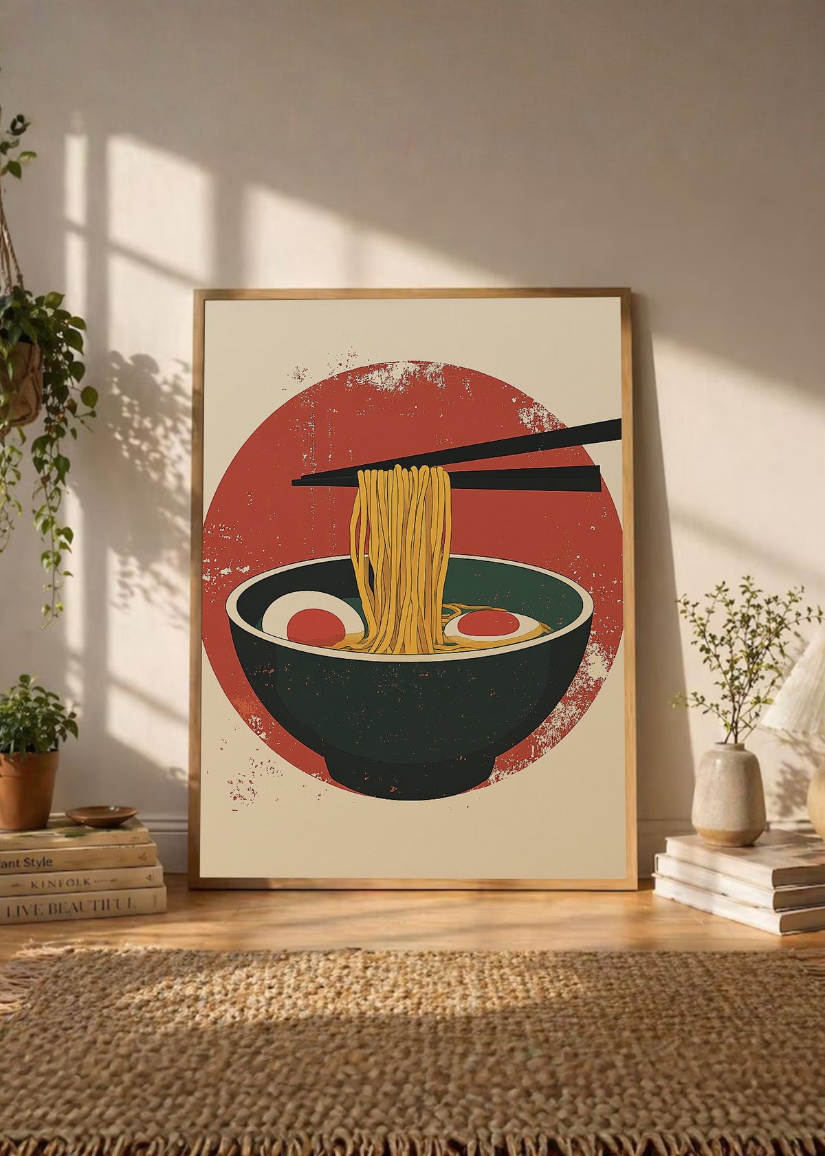 Cuadro Decorativo Trendy, Ramen Sol Rojo Minimal