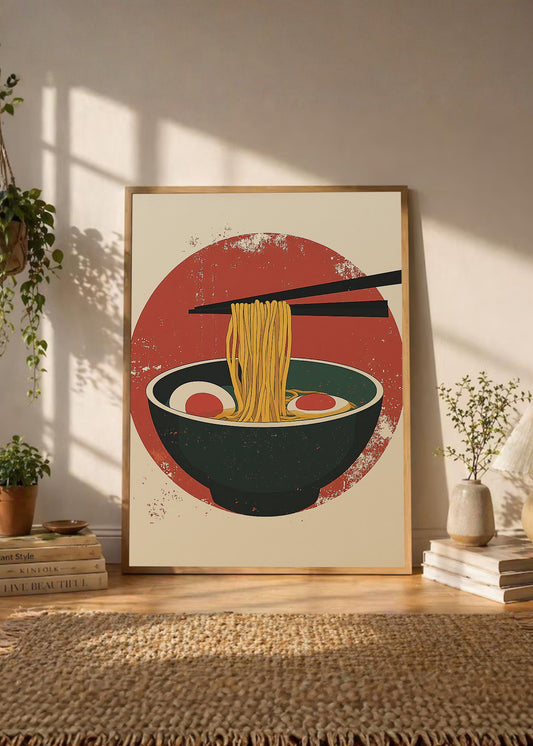Cuadro Decorativo Trendy, Ramen Sol Rojo Minimal